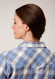 Roper Womens Long Sleeve Snap Peri Cream And Tan Plaid Western Shirt - Flyclothing LLC