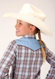 Roper Girls Long Sleeve Snap Ltbu Chocolate White Plaid Western Shirt - Flyclothing LLC