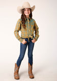 Roper Girls Long Sleeve Snap Butterscotch Turquoise Plaid Western Shirt - Flyclothing LLC