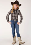 Roper Girls Long Sleeve Snap Chocolate And Cream Plaid Western Shirt - Flyclothing LLC