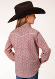 Roper Girls Long Sleeve Snap Cream And Red Floral Print Western Shirt - Flyclothing LLC