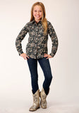 Roper Girls Long Sleeve Snap Vintage Dark Floral Print Western Shirt - Flyclothing LLC