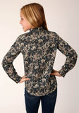 Roper Girls Long Sleeve Snap Vintage Dark Floral Print Western Shirt - Flyclothing LLC