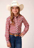 Roper Girls Long Sleeve Snap Red And Multi Small Scale Plaid Western Shirt