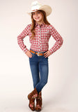 Roper Girls Long Sleeve Snap Red And Multi Small Scale Plaid Western Shirt - Flyclothing LLC