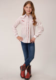 Roper Girls Long Sleeve Snap White And Red Floral Print Western Shirt - Flyclothing LLC