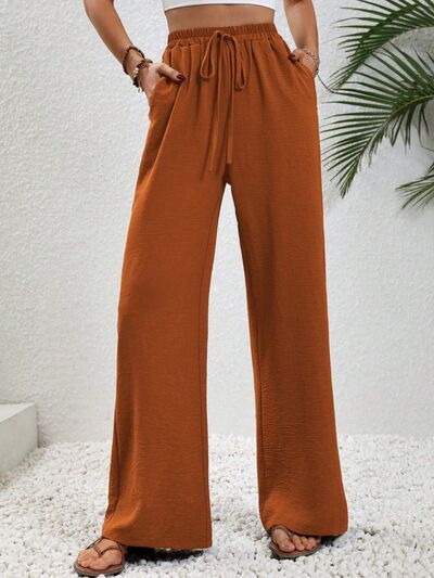 Wide Leg Drawstring Pants - Flyclothing LLC