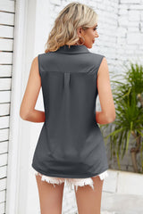 Ruched Johnny Collar Tank - Flyclothing LLC