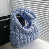 Quilted Pleated Plaid Shoulder Bag with Zipper - Flyclothing LLC