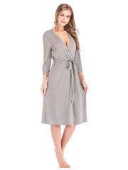 Plunge Tie Front Night Dress - Flyclothing LLC