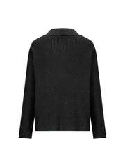 Collared Neck Half Button Knit Top - Trendsi