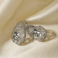 Stainless Steel Teardrop Hollowed Earrings - Flyclothing LLC