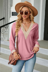 V-Neck Long Sleeve Blouse - Flyclothing LLC