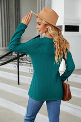 Cable-Knit Long Sleeve V-Neck T-Shirt - Flyclothing LLC