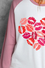 Lip Graphic Round Neck Long Sleeve T-Shirt - Flyclothing LLC