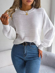 Round Neck Long Sleeve Sweater - Flyclothing LLC