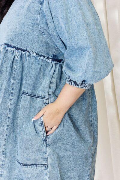 HEYSON Full Size Oversized Denim Babydoll Dress - Flyclothing LLC