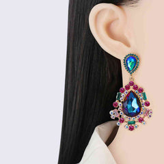 Teardrop Shape Rhinestone Alloy Dangle Earrings - Flyclothing LLC