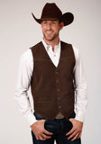 Roper Mens Brown Suede Leather Vest With Buckle Tie Big Man Fit