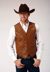 Roper Mens Brown Goat Nappa Leather Vest