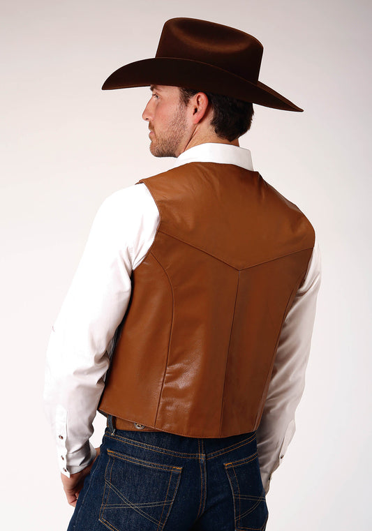 Roper Mens Brown Goat Nappa Leather Vest - Flyclothing LLC