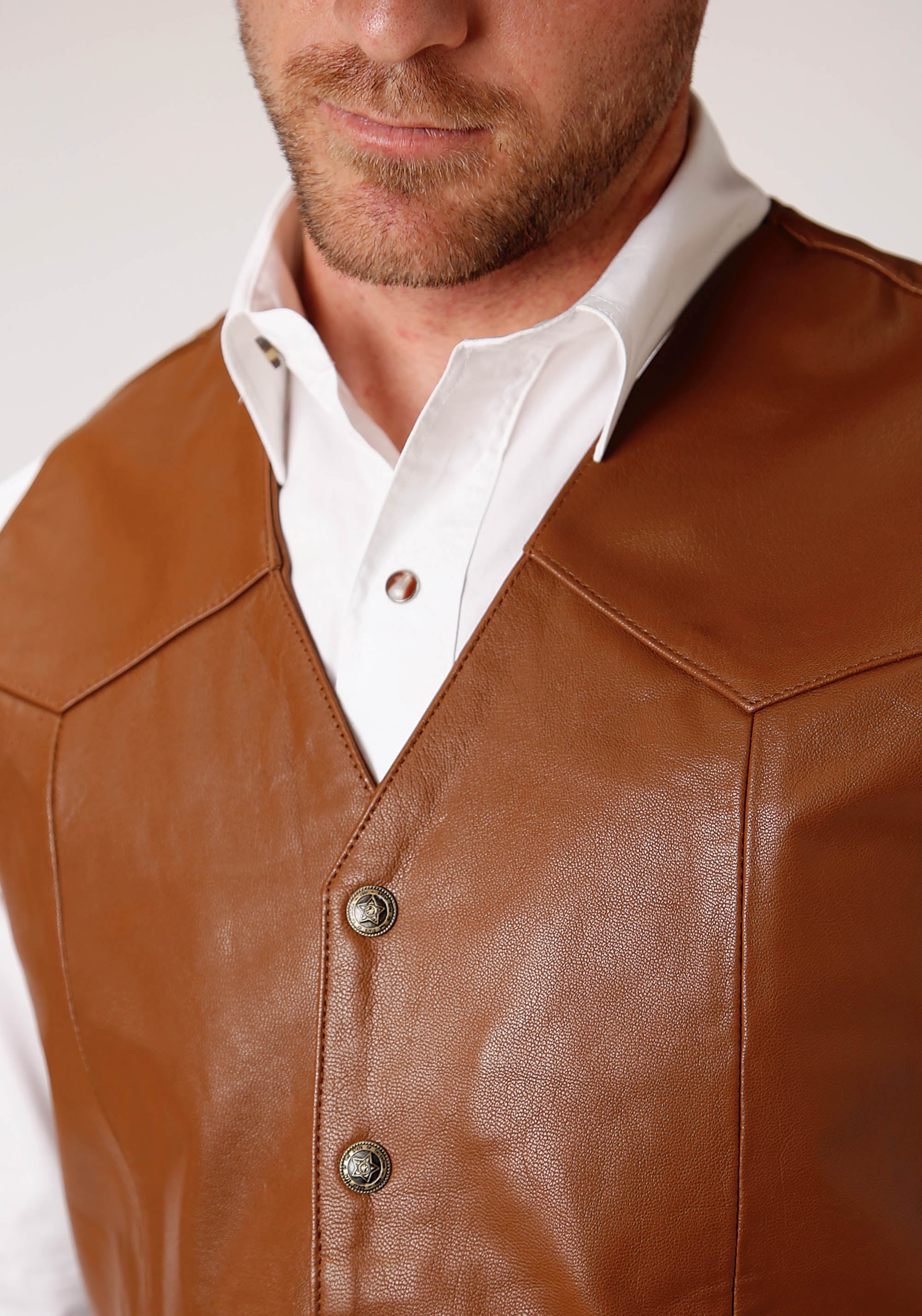 Roper Mens Brown Goat Nappa Leather Vest - Flyclothing LLC