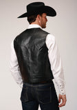 Roper Mens Black Leather Western Vest With Yokes - Flyclothing LLC