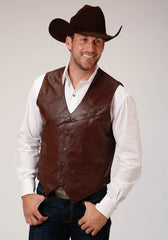 Roper Mens Brown Lamb Nappa Leather Vest