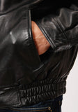 Roper Mens Black Leather Bomber Jacket - Flyclothing LLC