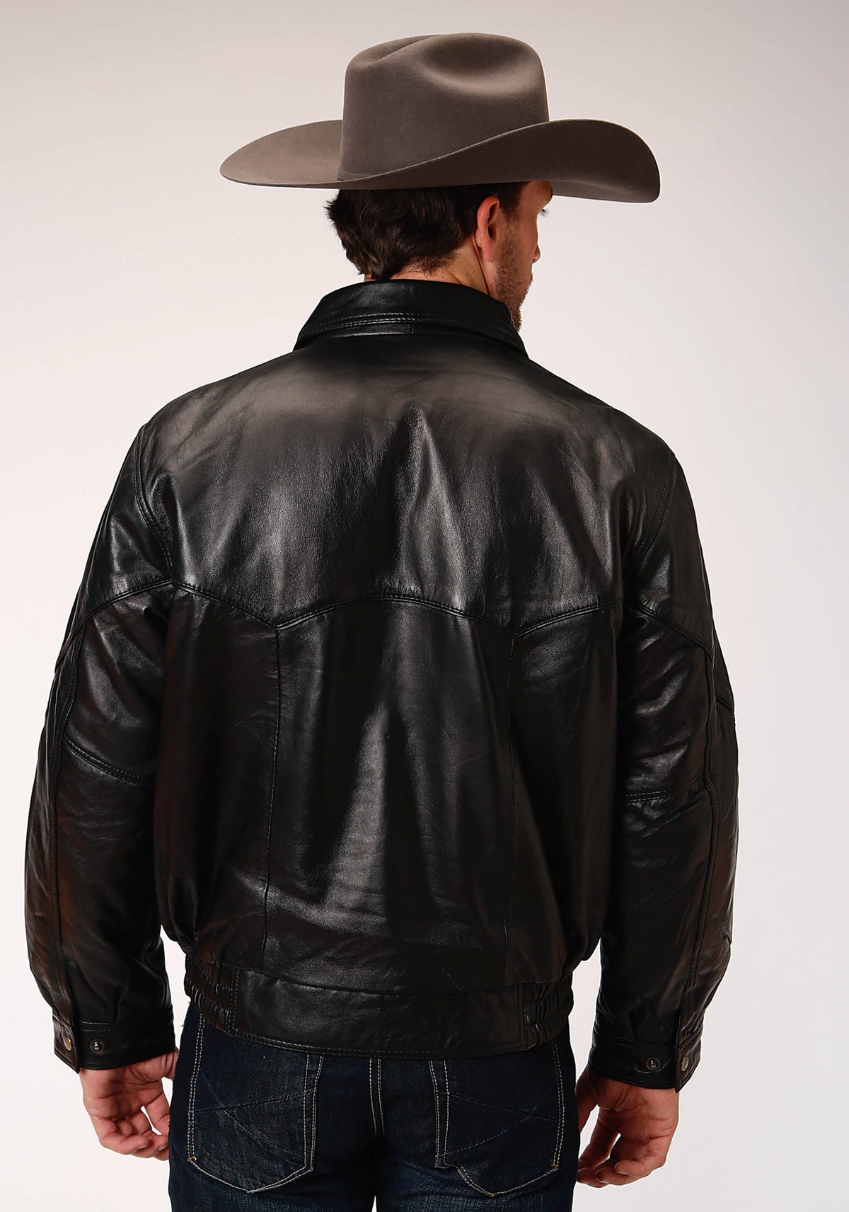 Roper Mens Black Leatherbomber Jacket Big Mans Fit - Flyclothing LLC