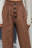 Decorative Button High Waist Pants - Trendsi