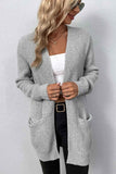 Rib-Knit Open Front Pocketed Cardigan - Flyclothing LLC