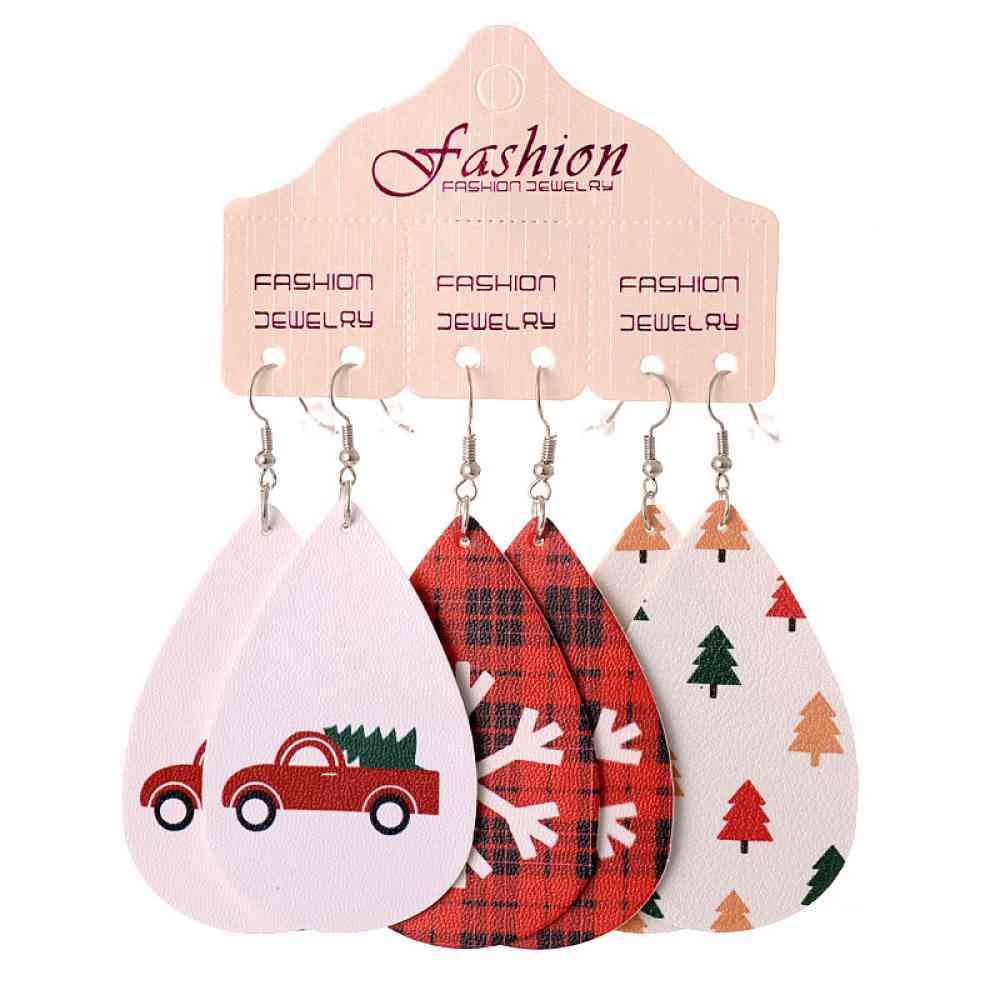 Christmas PU Earrings Set - Flyclothing LLC