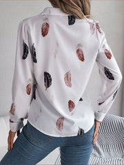 Button Up Printed Collared Neck Shirt - Flyclothing LLC