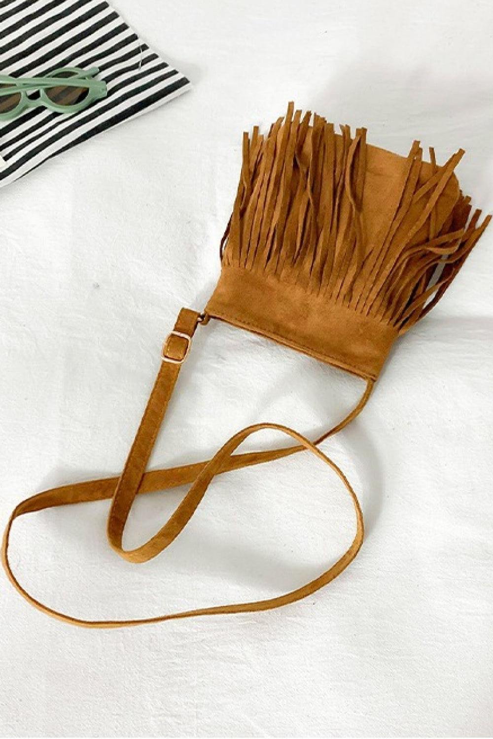 PU Leather Crossbody Bag with Fringe - Flyclothing LLC