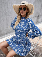 Printed Long Sleeve Tiered Dress - Trendsi