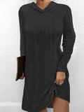 Drawstring Hooded Sweater Dress - Trendsi