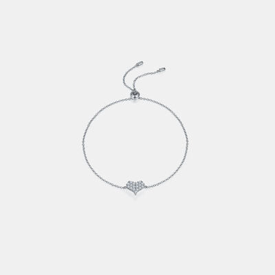 Moissanite 925 Sterling Silver Heart Bracelet - Flyclothing LLC