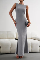 Round Neck Sleeveless Maxi Fishtail Dress - Flyclothing LLC