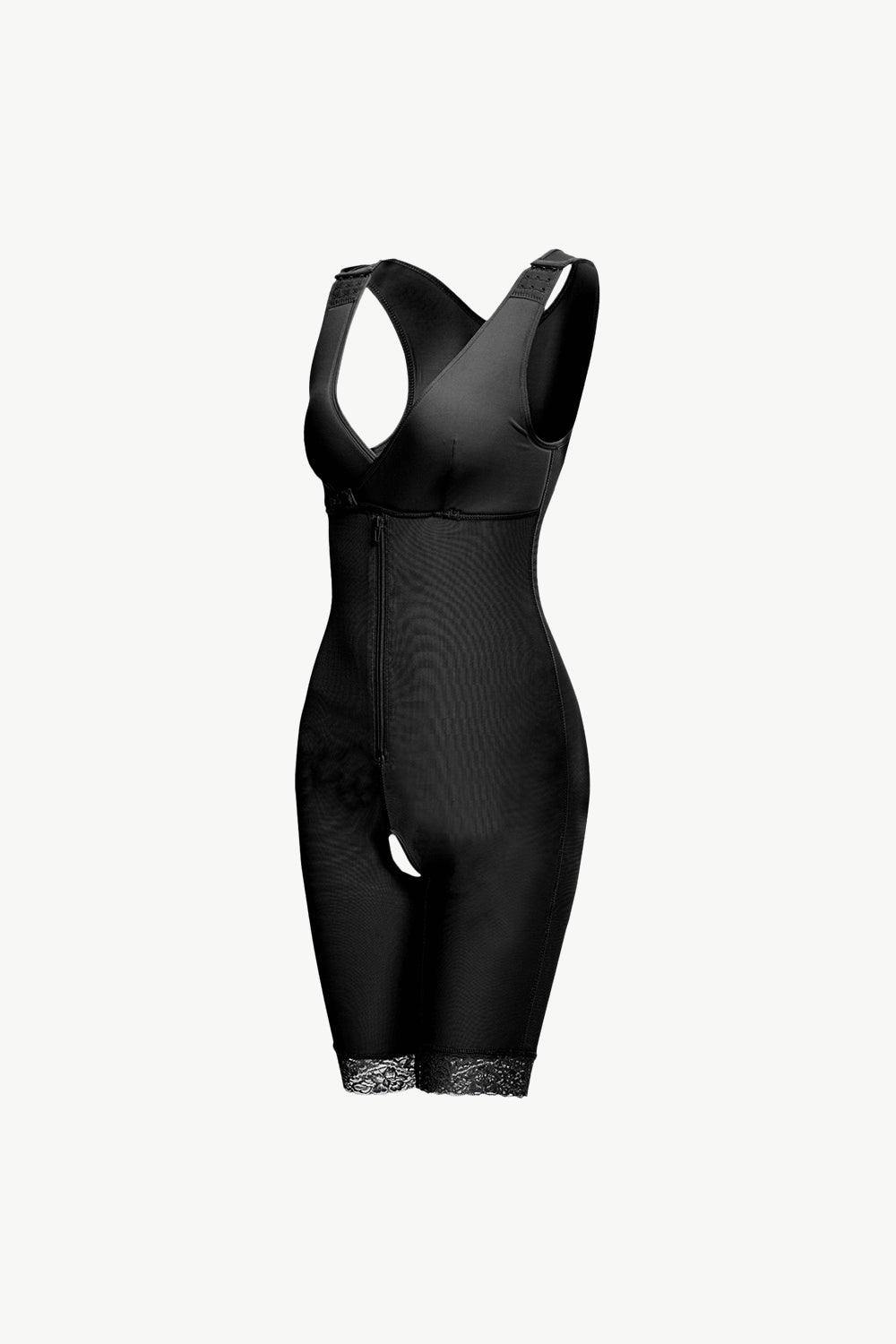 Full Size Lace Trim Shapewear with Zipper - Flyclothing LLC