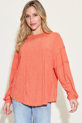 Basic Bae Full Size Ribbed Round Neck Long Sleeve T-Shirt - Flyclothing LLC