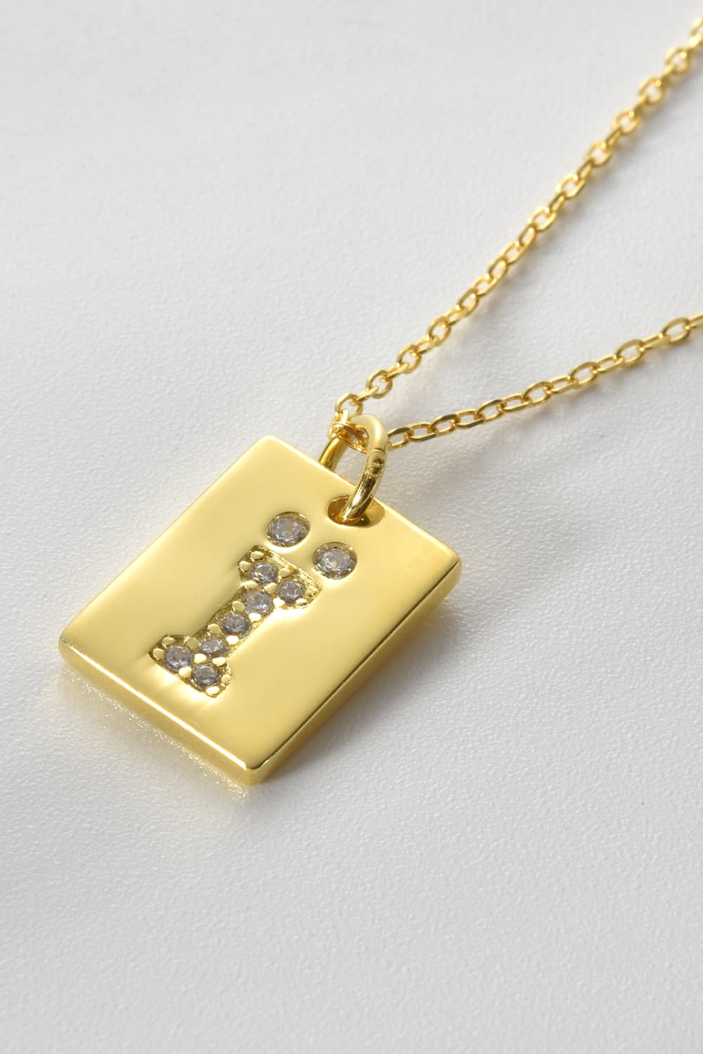 Inlaid Zircon Rectangle Pendant Necklace - Flyclothing LLC