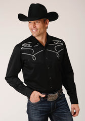 Roper Mens Long Sleeve Snap Poly Rayon Twill Western Shirt - Flyclothing LLC