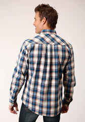 Roper Mens Long Sleeve Snap Denim Plaid Western Shirt - Flyclothing LLC