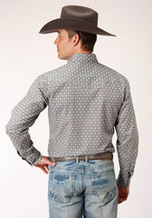 Roper Mens Long Sleeve Snap Checked Diamonds Print Western Shirt - Flyclothing LLC