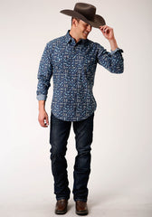 Roper Mens Long Sleeve Snap All Around Aztec Print Western Shirt - Flyclothing LLC