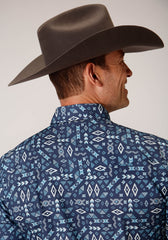 Roper Mens Long Sleeve Snap All Around Aztec Print Western Shirt - Flyclothing LLC