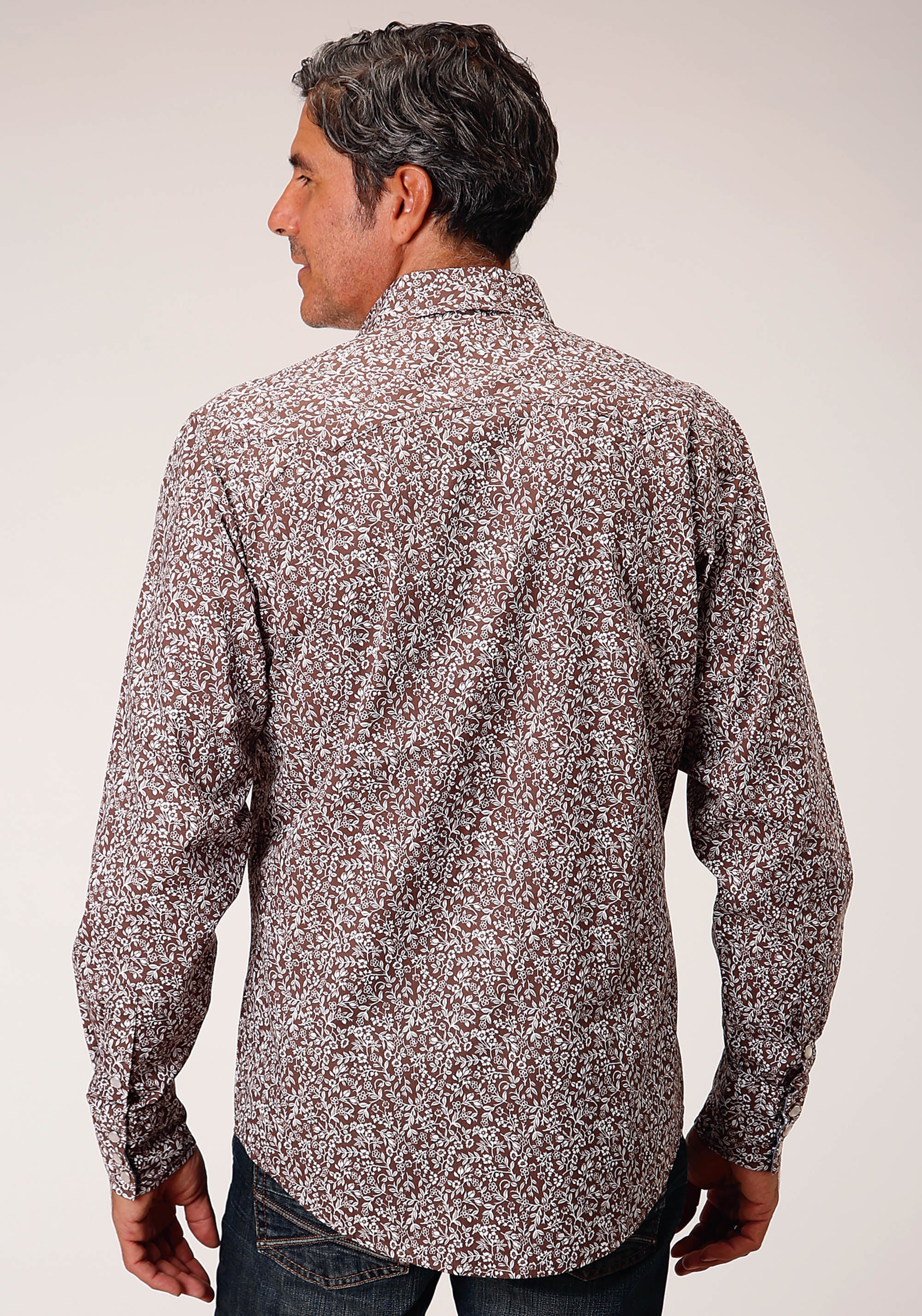 Roper Mens Long Sleeve Snap Frontier Floral Print Western Shirt - Flyclothing LLC