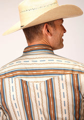 Roper Mens Long Sleeve Snap Desert Stripe Western Shirt - Flyclothing LLC