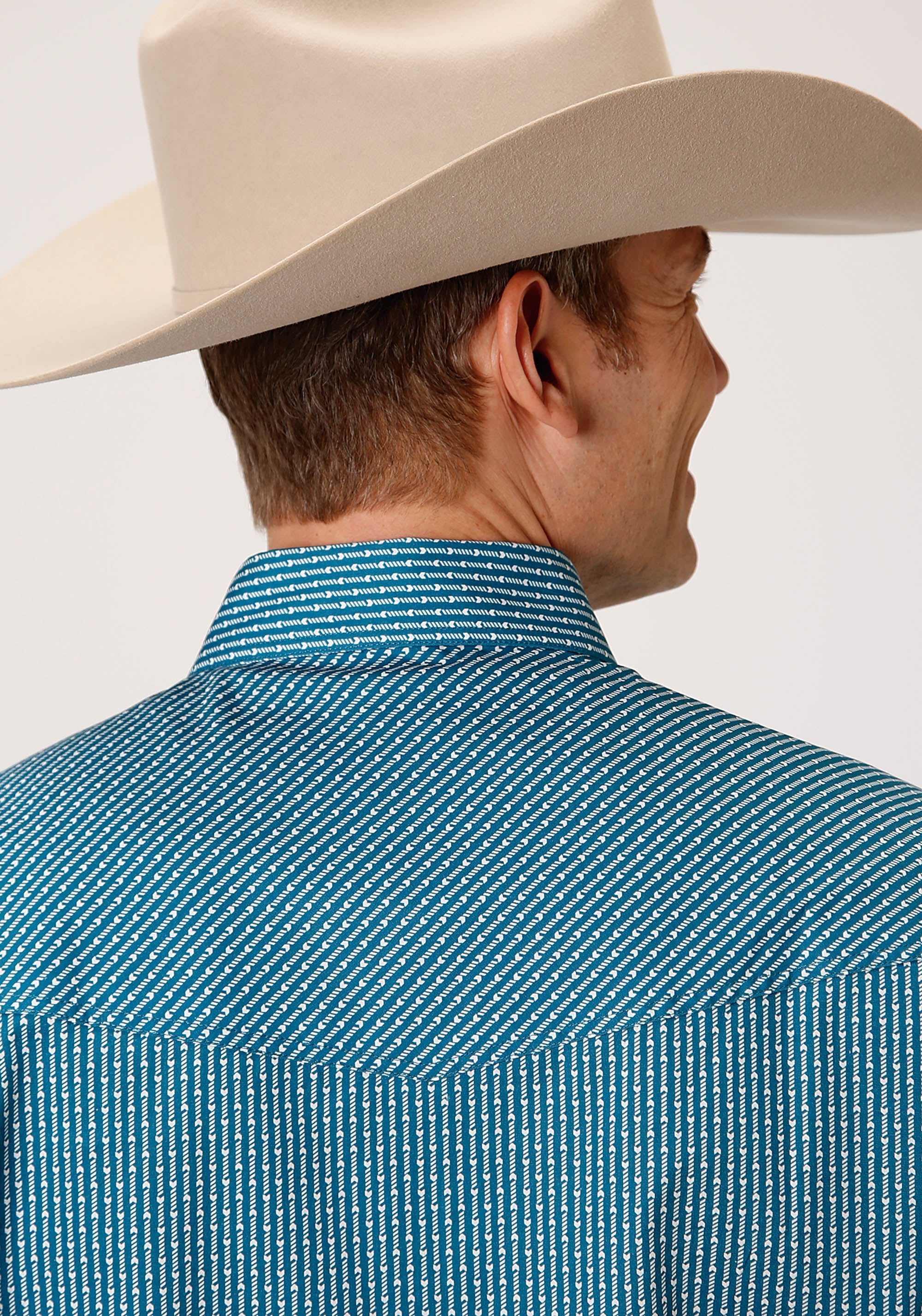 Roper Mens Long Sleeve Snap Arrow Roper Print Teal Western Shirt - Flyclothing LLC